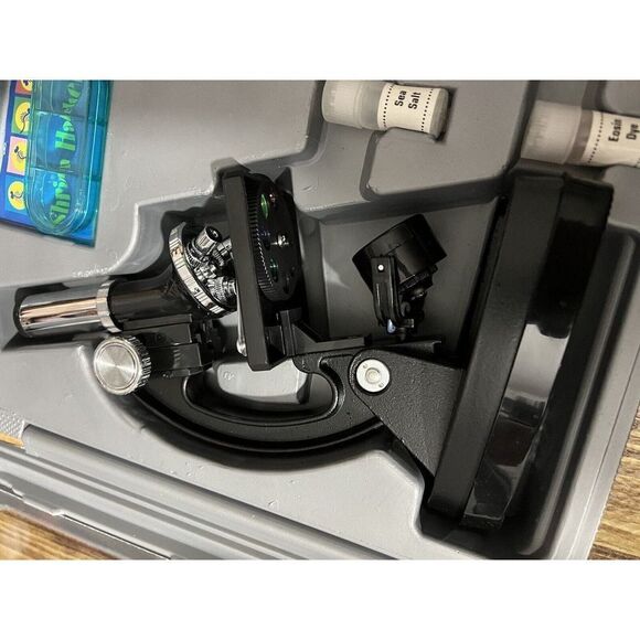 Kids 28 Piece Microscope Set 300X 600X 1200X - Metal w/Slides, Light Unused - Picture 10 of 12